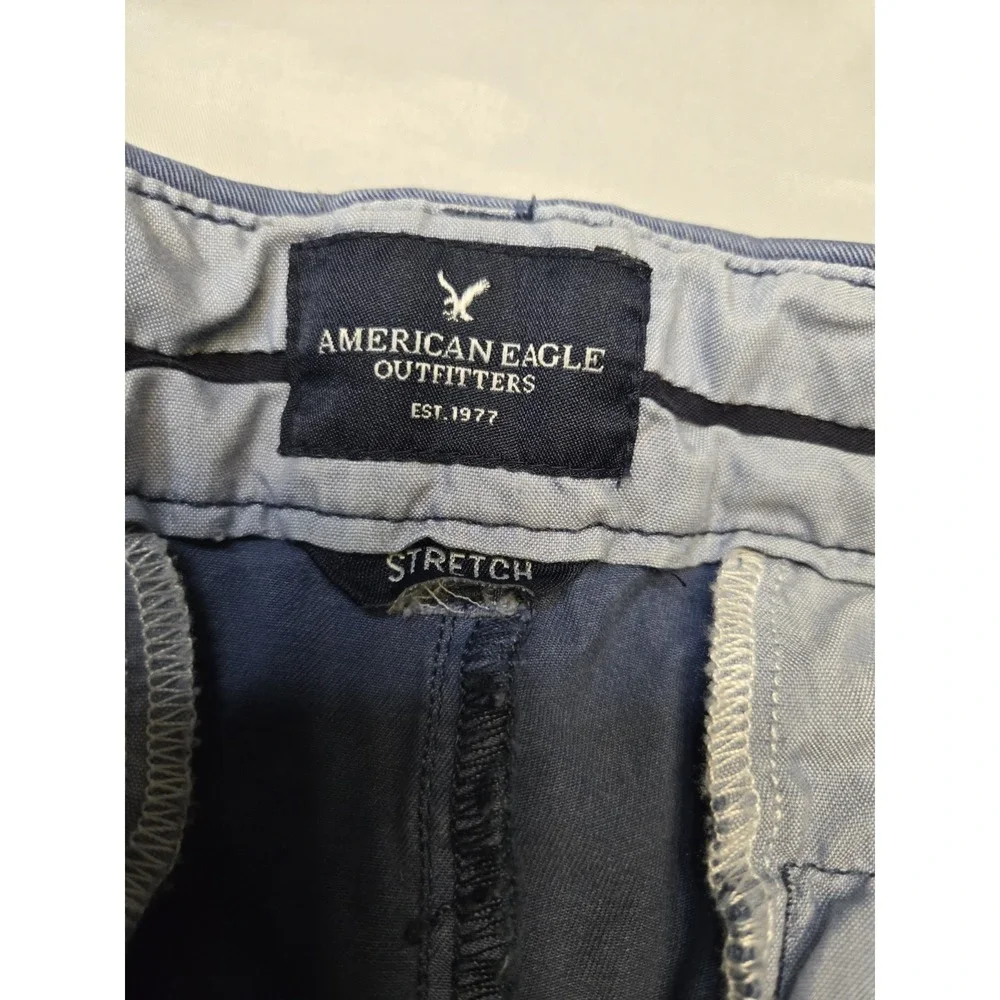 American Eagle Stretch Midi Chino Shorts Women's Size 2 Blue‎ Cotton 5